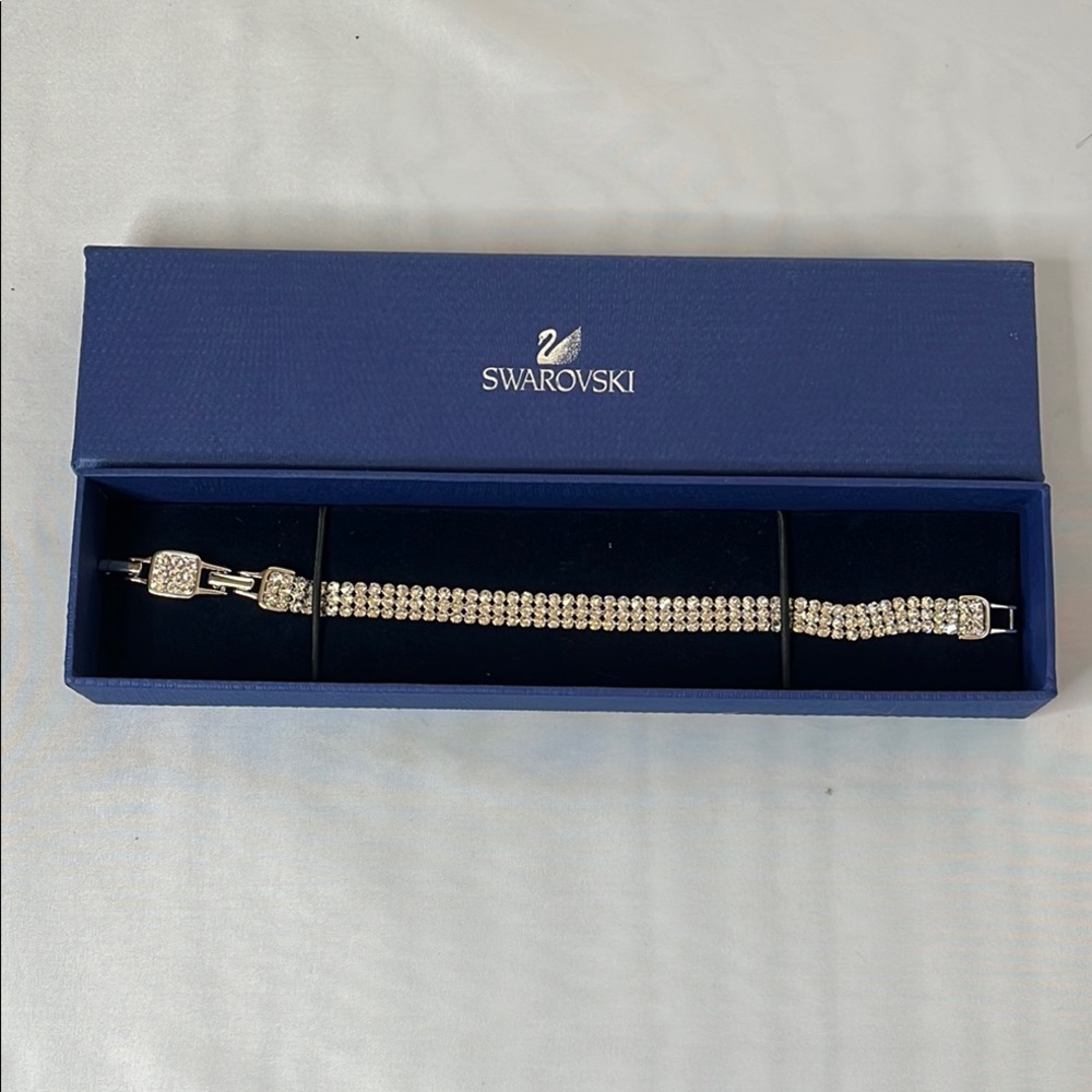 Swarovski White Crystal Bracelet W/Extender and Original Box